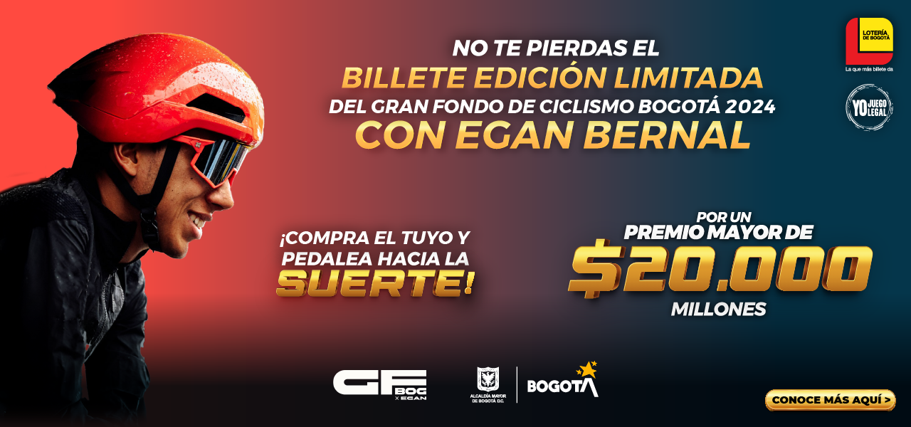 Billete Edición limitada Egan Bernal - Lotería de Bogotá se une al Gran Fondo de Ciclismo
